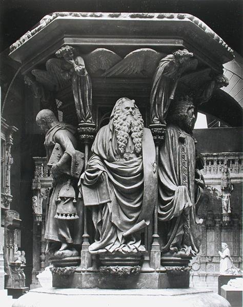 Moses (Detail) vom sechseckigen Sockel des Brunnens von Moses, Kopie des Originals aus Chartreuse de Champmol, Dijon von Jean after Malouel