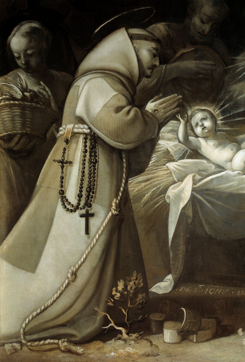 Anbetung der Hirten (Ein Mönch betet vor dem Jesuskind) von Jean de Saint Igny