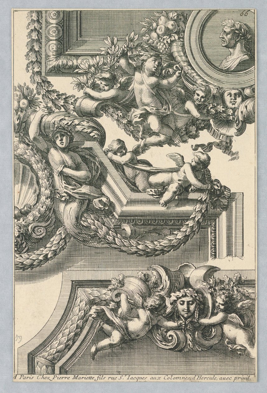Entwurf für bemalte Rahmen, aus "Bordures de Tableau" von Jean le Pautre