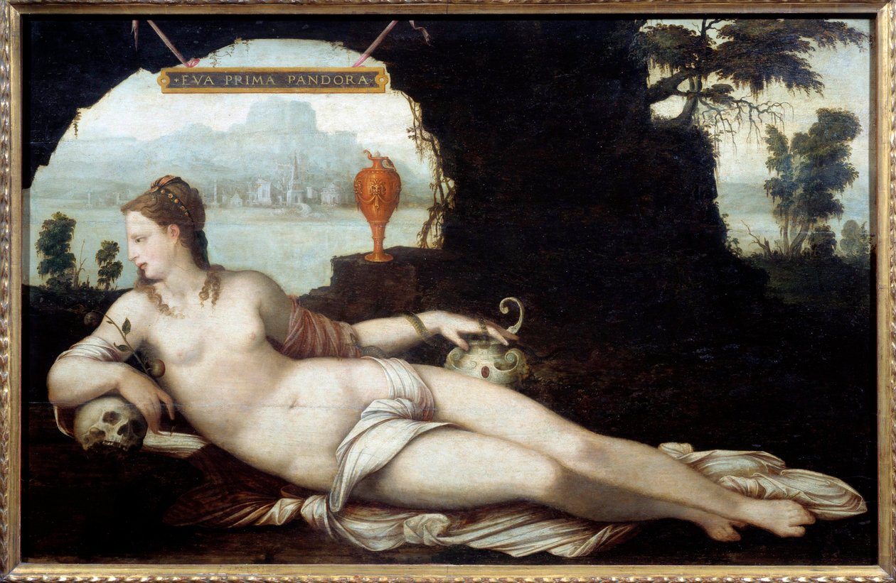 Eva Prima Pandora Darstellung einer Frau, die die Eigenschaften von Eva und Pandora vereint von Jean the Elder Cousin