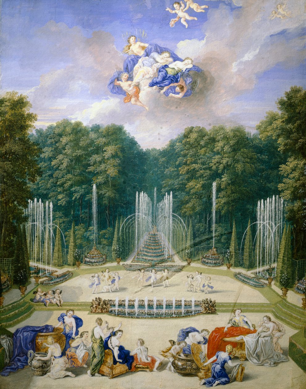 Wasserspiele in den Gärten von Versailles, von Jean Cotelle von Jean the Younger Cotelle
