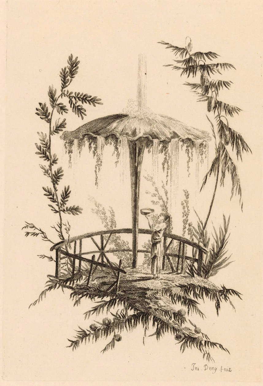 Chinesischer Brunnen in einer Landschaft von Jeanne Deny