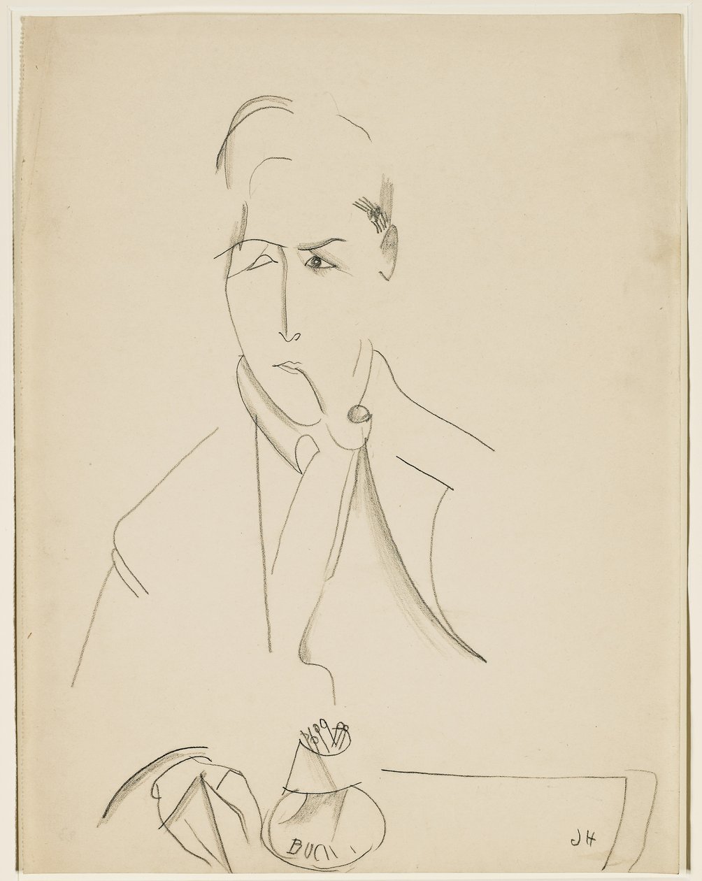 Porträt von Modigliani mit Pfeife von Jeanne Hébuterne