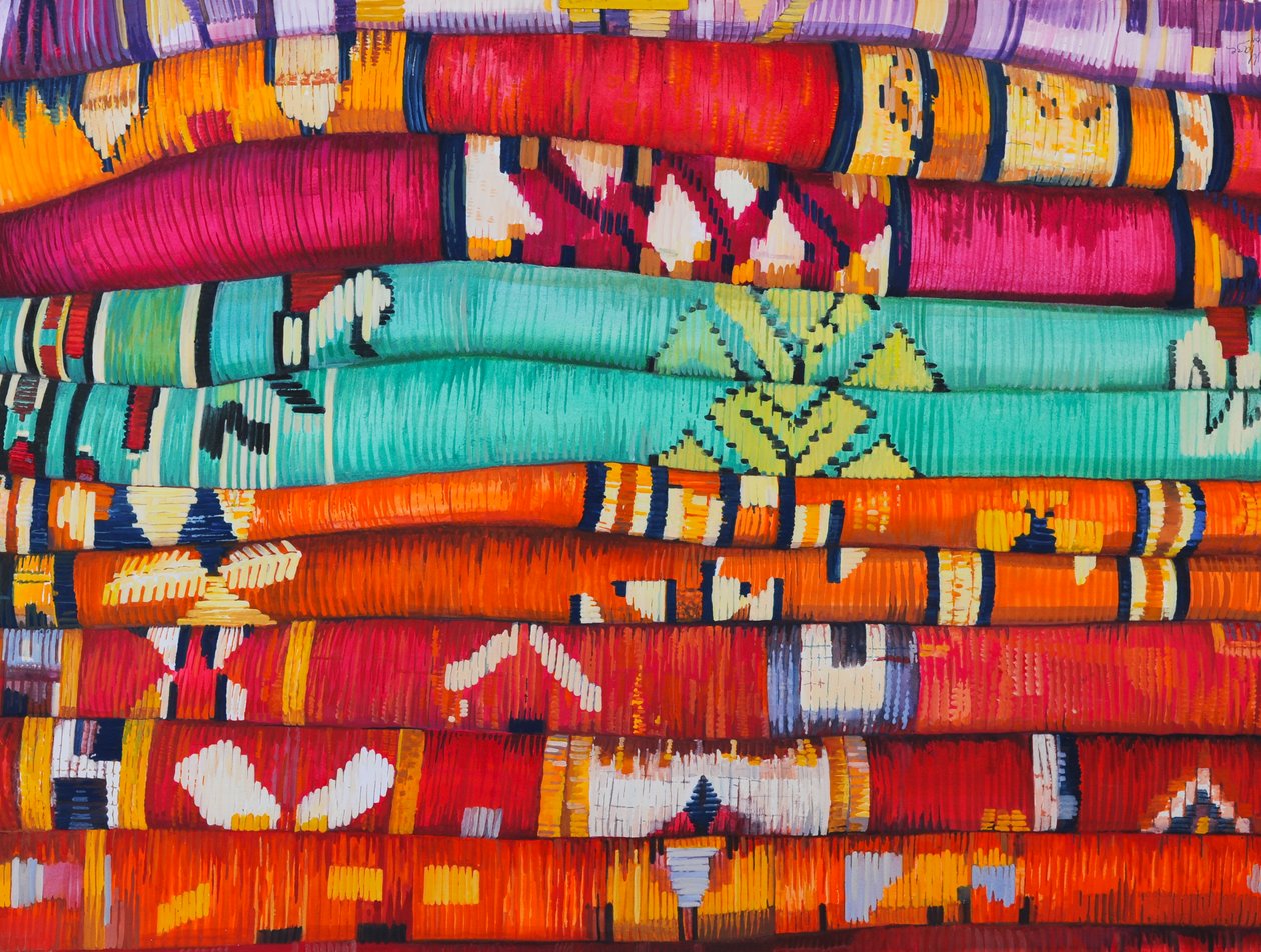 Marokkanische Stoffe 4, 2013 von Jeanne Maze