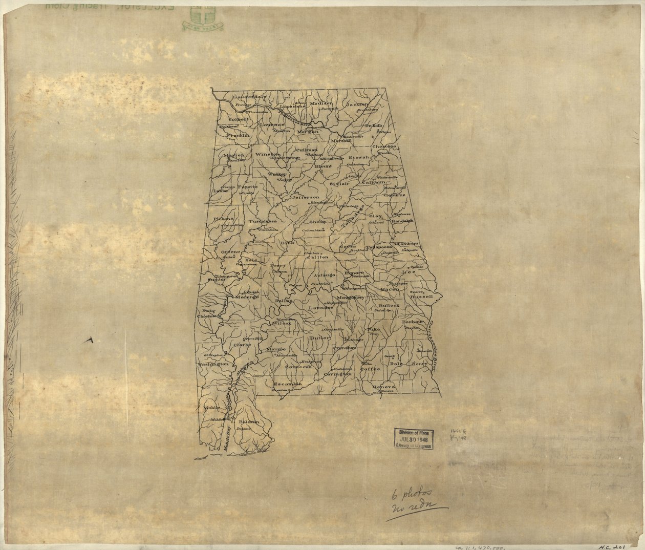 Grundkarte von Alabama von Jedediah Hotchkiss