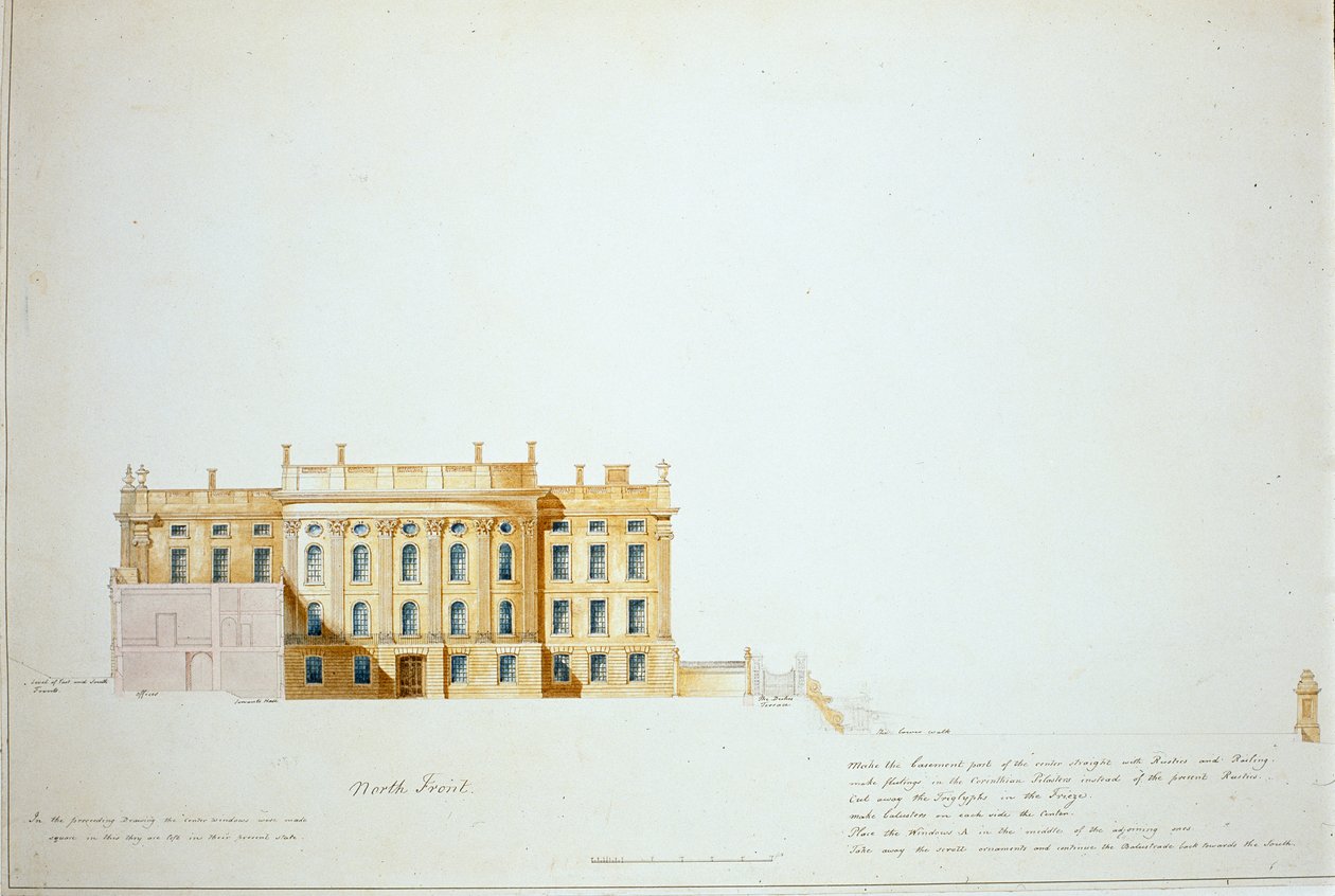 Entwurf für die Nordfassade, Chatsworth House von Jeffry Wyatville