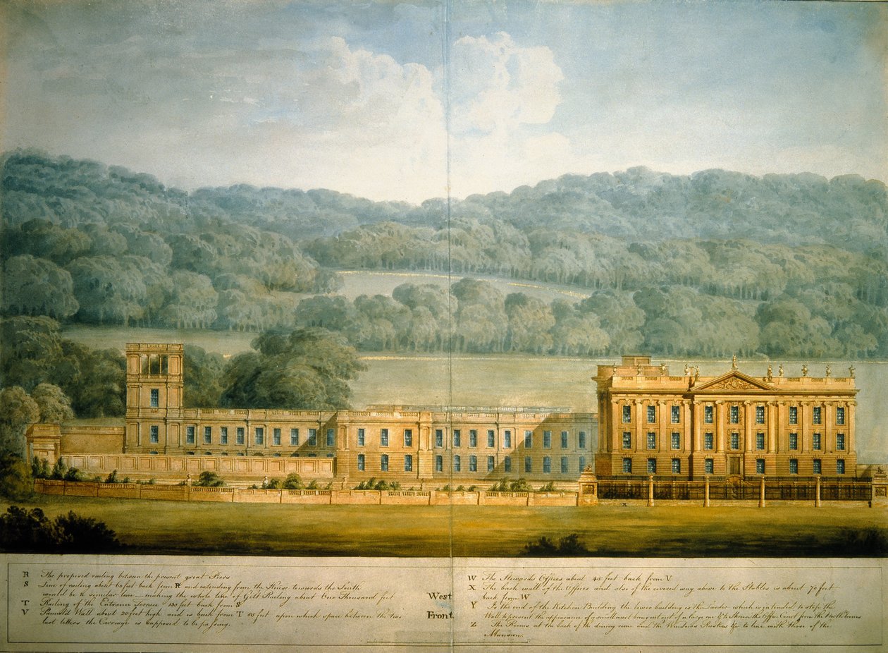 Die Westfassade von Chatsworth House von Jeffry Wyatville