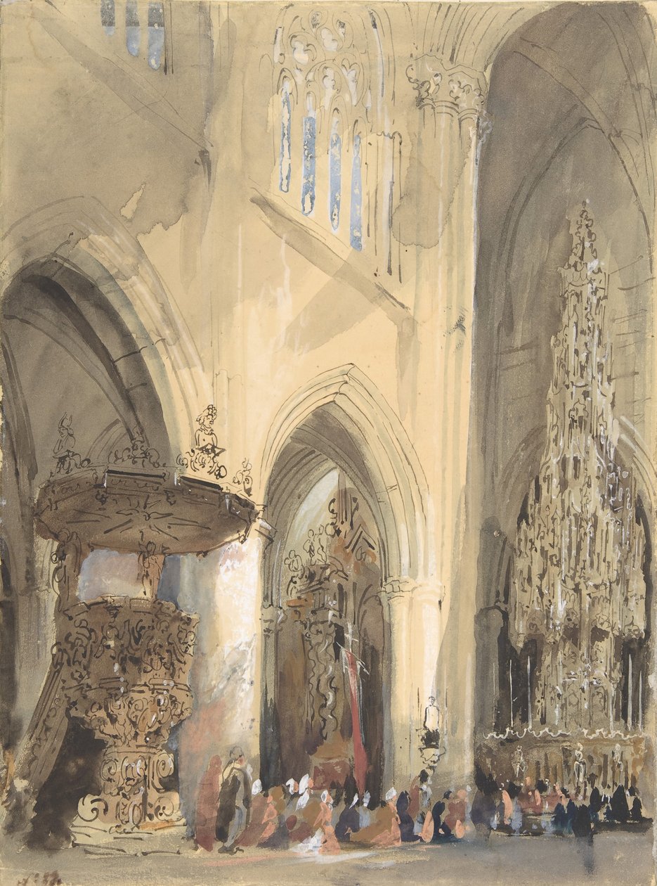 Innenraum der Kirche St. Jacques, Louvain, 1807-54 von Jenaro Pérez Villaamil