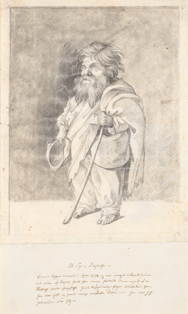 Der römische Zwerg Francesco Ravai, genannt Bajocco. Ganze Figur, Dreiviertelprofil nach links von Jens Juel