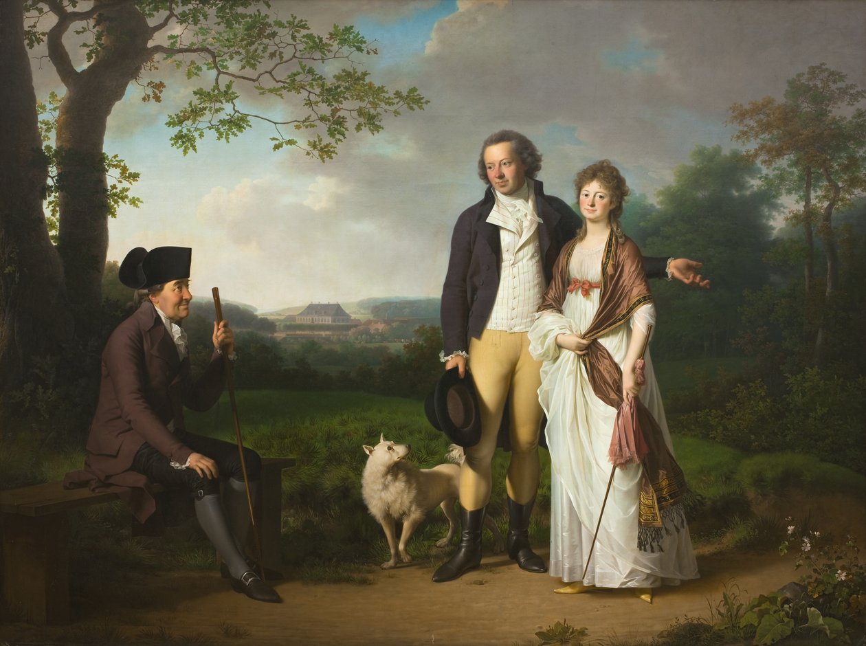 Niels Ryberg mit seinem Sohn Johan Christian und seiner Schwiegertochter Engelke, geb. Falbe von Jens Juel