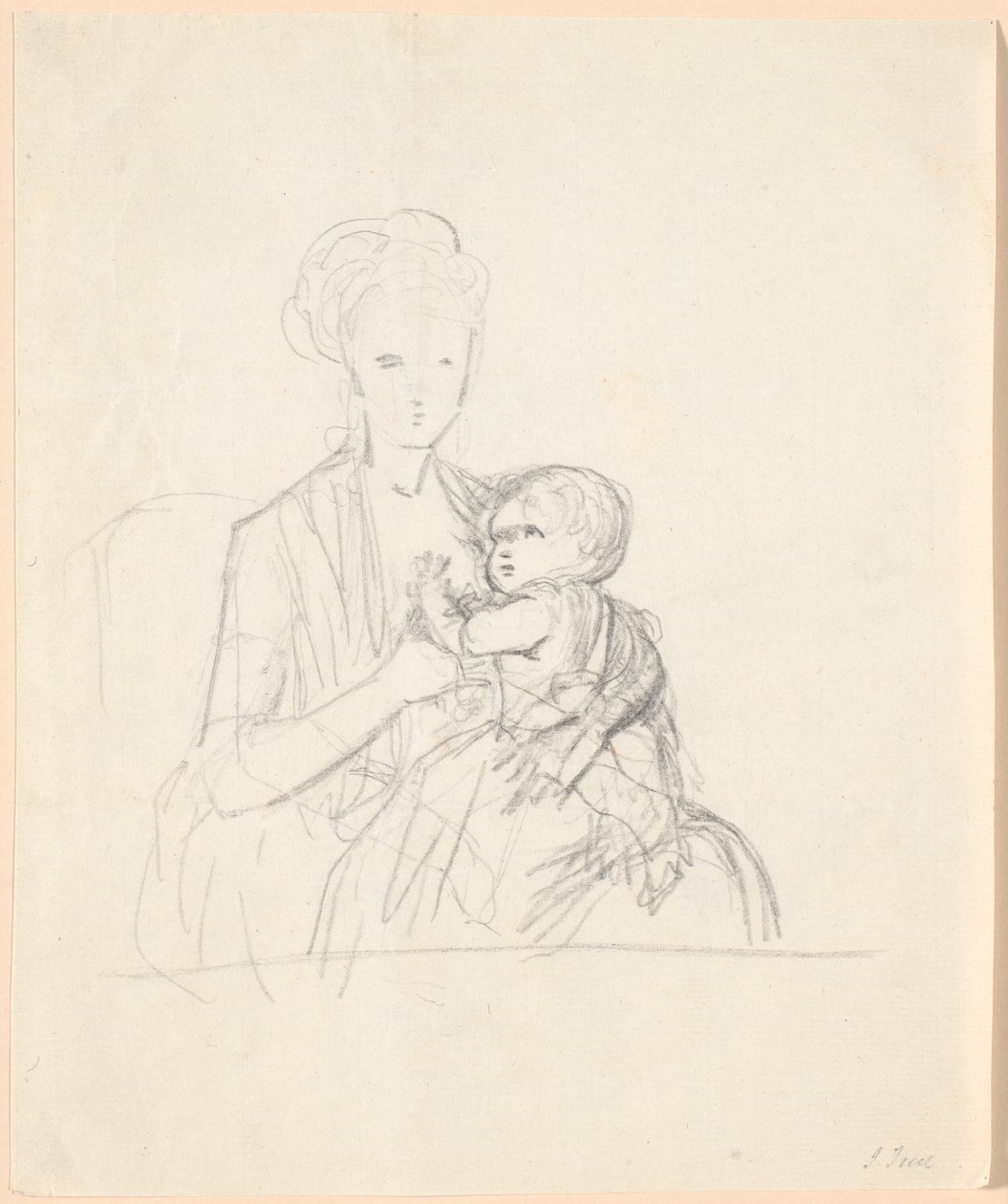 Entwurf für das Porträt der Gräfin Sophie Magdalene Raben, geborene von Qualen, mit ihrem ältesten Sohn, geboren 1784 von Jens Juel