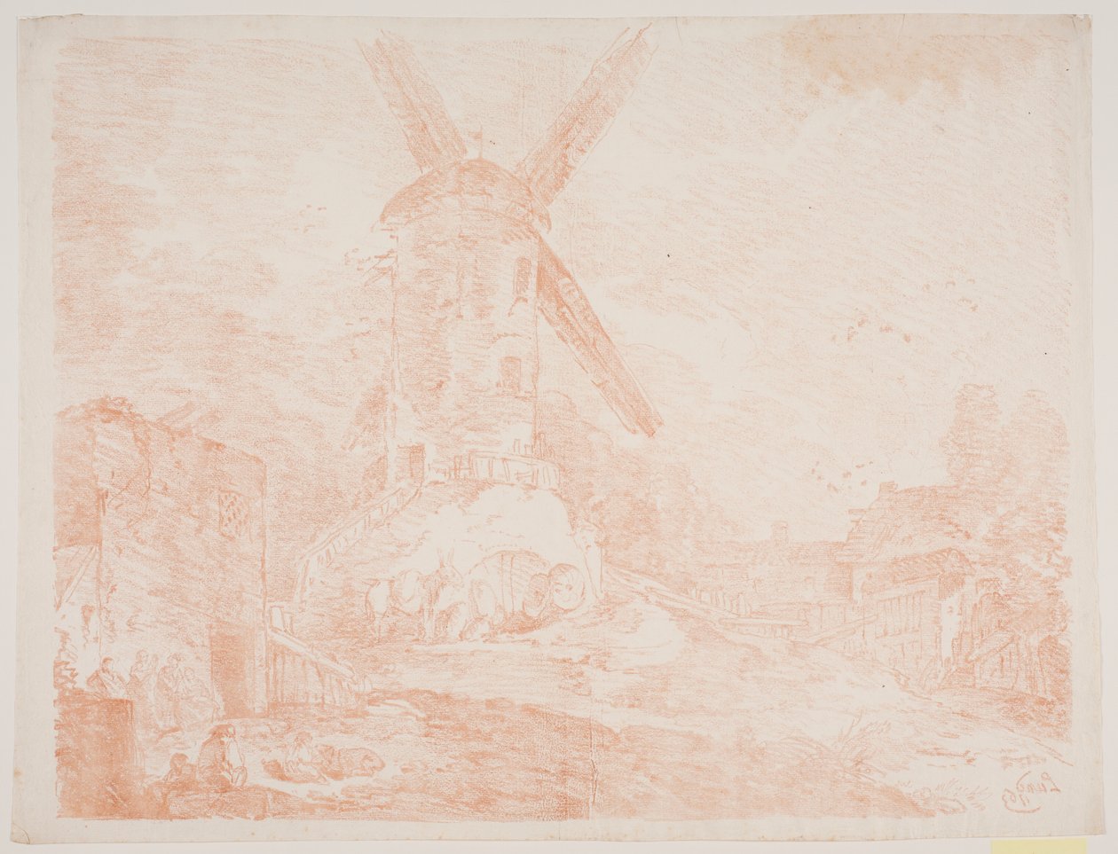 Italienische Landschaft mit Windmühle von Jens Petersen Lund