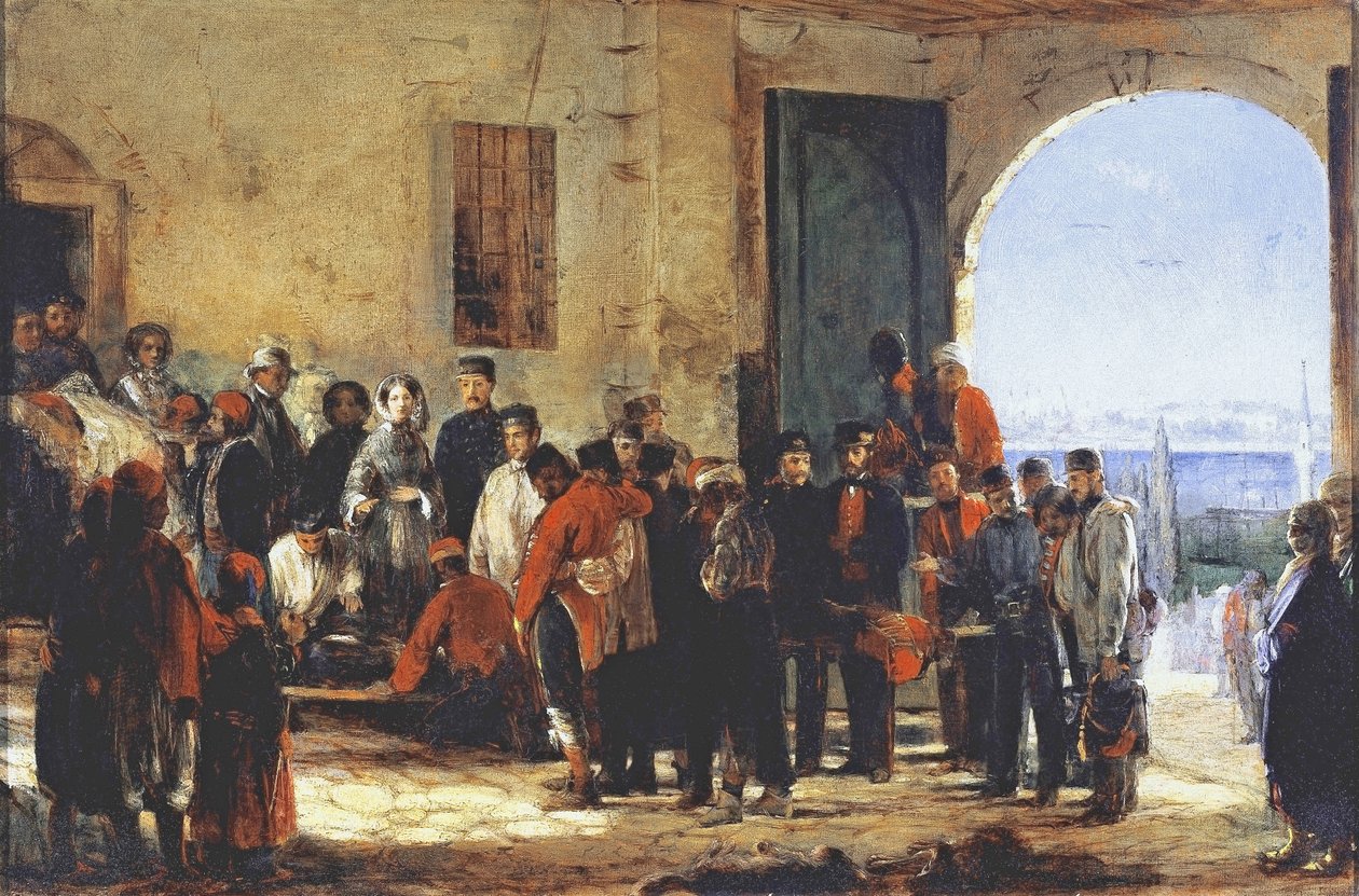 Der Krimkrieg: die Krankenschwester Florence Nightingale im Krankenhaus von Scutari in der Türkei, 1856 von Jerry Barrett