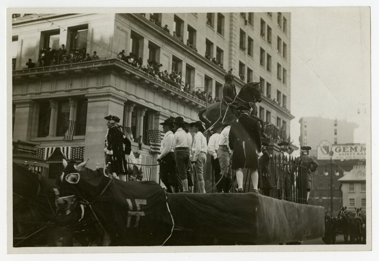 Historischer Paradewagen Nr. 31, Zerstörung der Statue von George III von Jessie Tarbox Beals