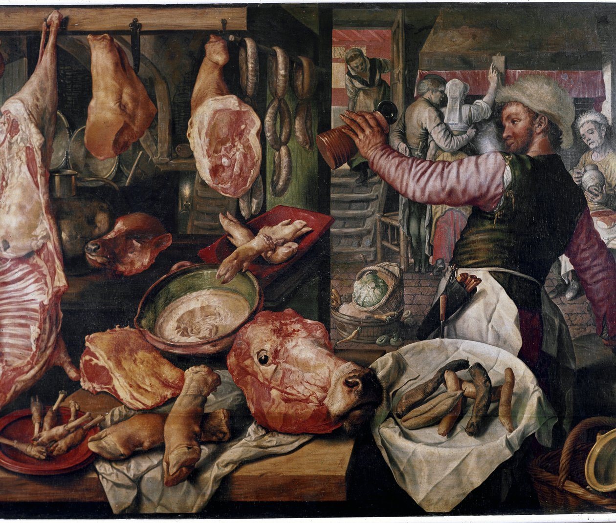 Metzgerei (Fleischmarkt) (Detail) von Joachim Beuckelaer or Bueckelaer