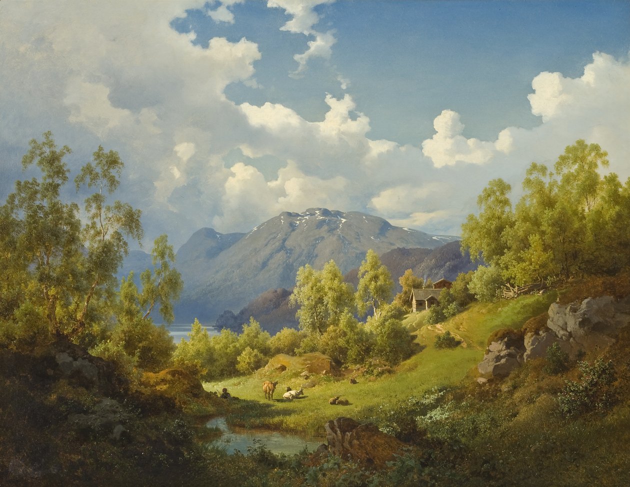 Landschaft, Motiv aus dem Numme-Tal in Norwegen, 1850 von Joachim Frich