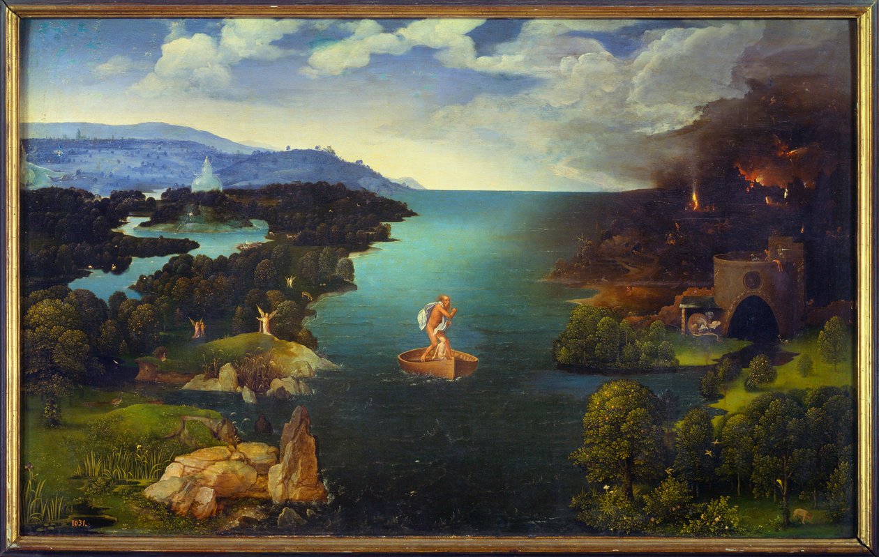 Die Überfahrt des Styx, Charon auf seinem Boot in der Unterwelt von Joachim Patinir