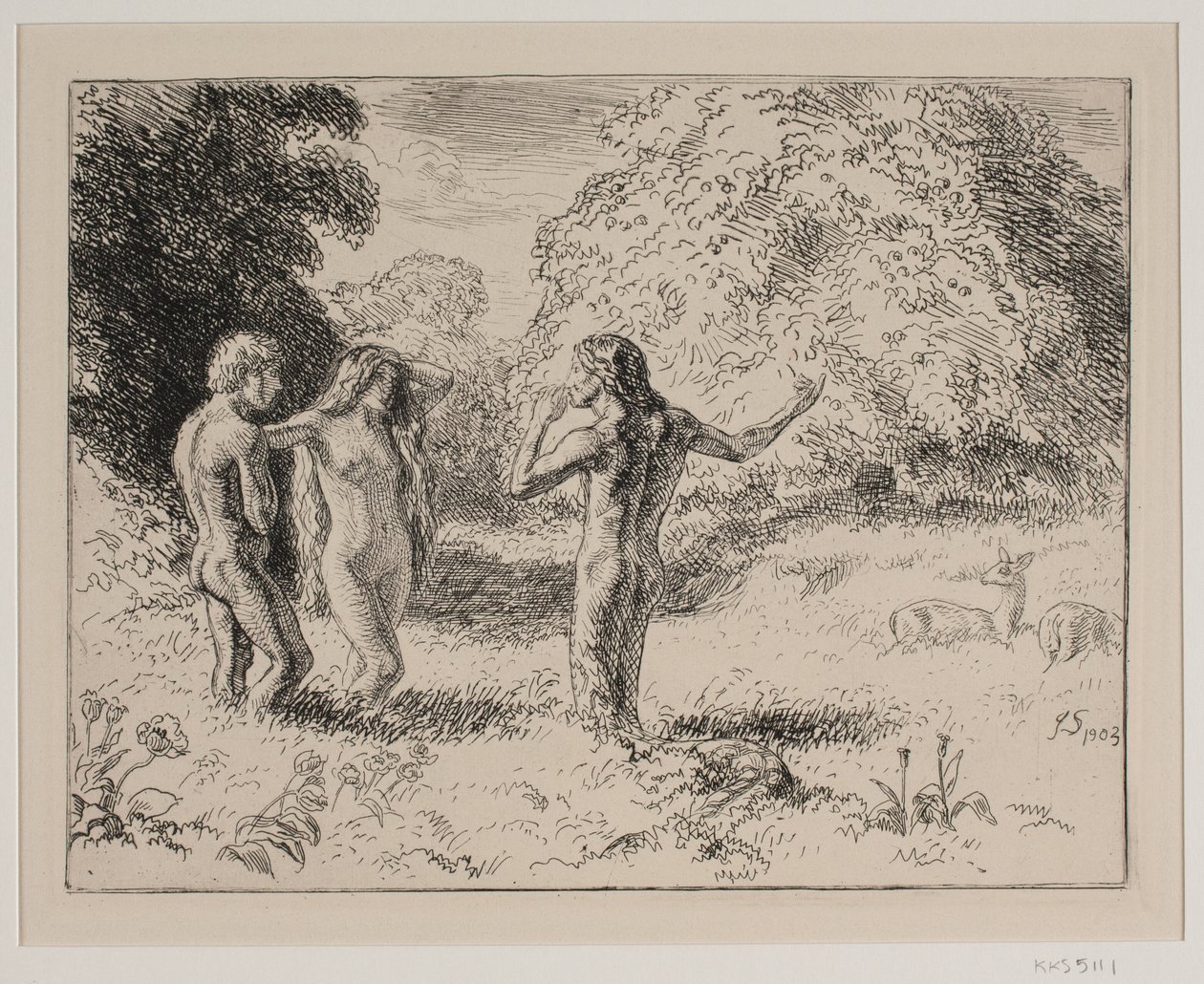 Adam und Eva werden von der Schlange verführt von Joakim Frederik Skovgaard