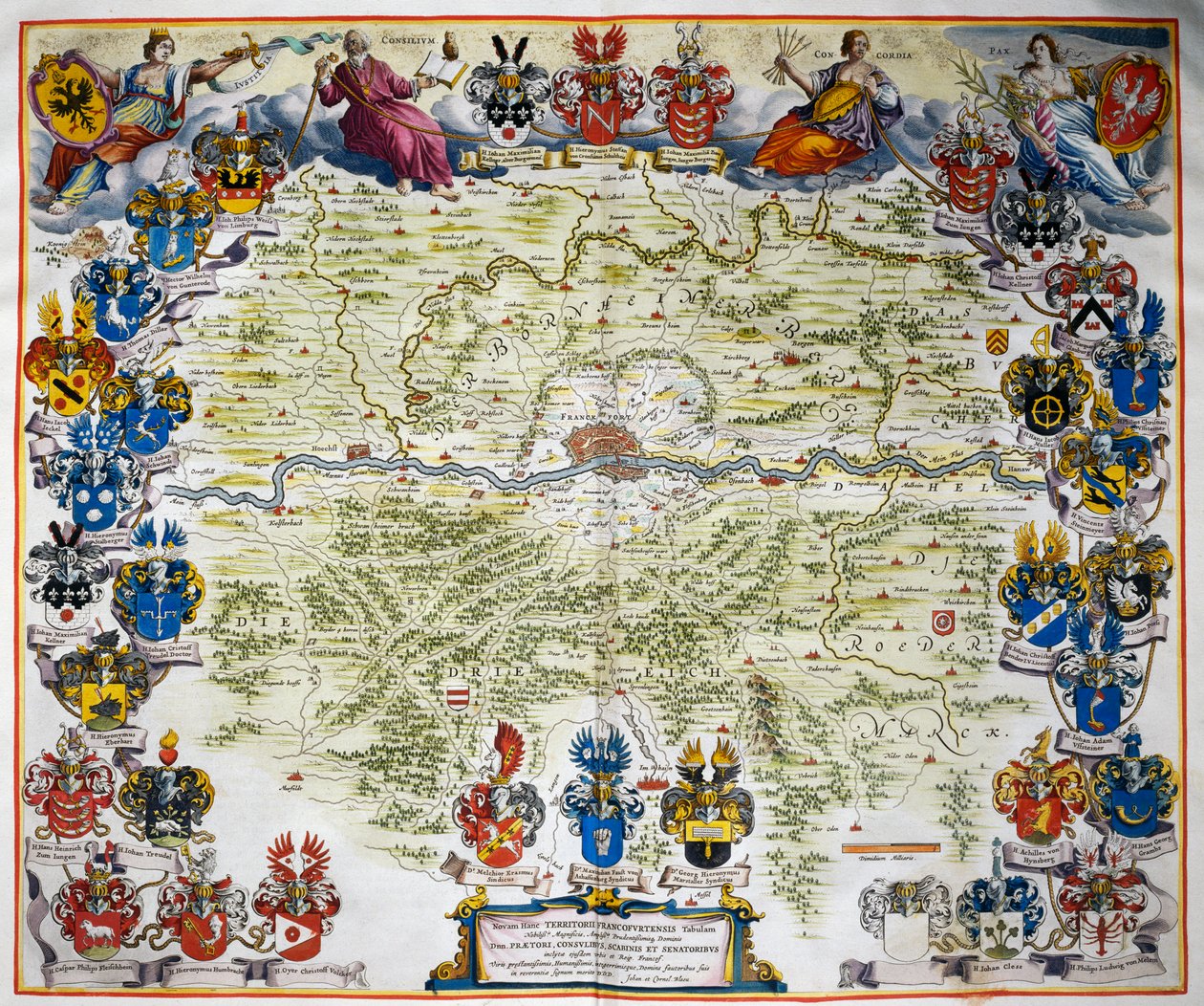 Frankfurt und sein Gebiet, aus Atlas Maior, Atlas in 11 Bänden, von Joan Blaeu (1596-1673), Band III, Kupferstich, 57,5x39 cm, Amsterdam von Joan Blaeu