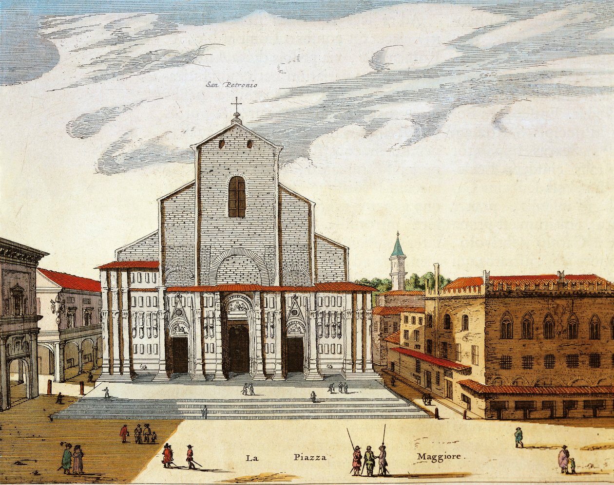 Italien, Bologna, San Petronio Kathedrale in Venedig, Druck von Joan Blaeu