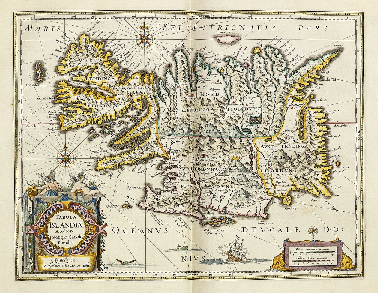 Karte von Island, aus "Atlas Maior Sive Cosmographia Blaviana", 1662 von Joan Blaeu