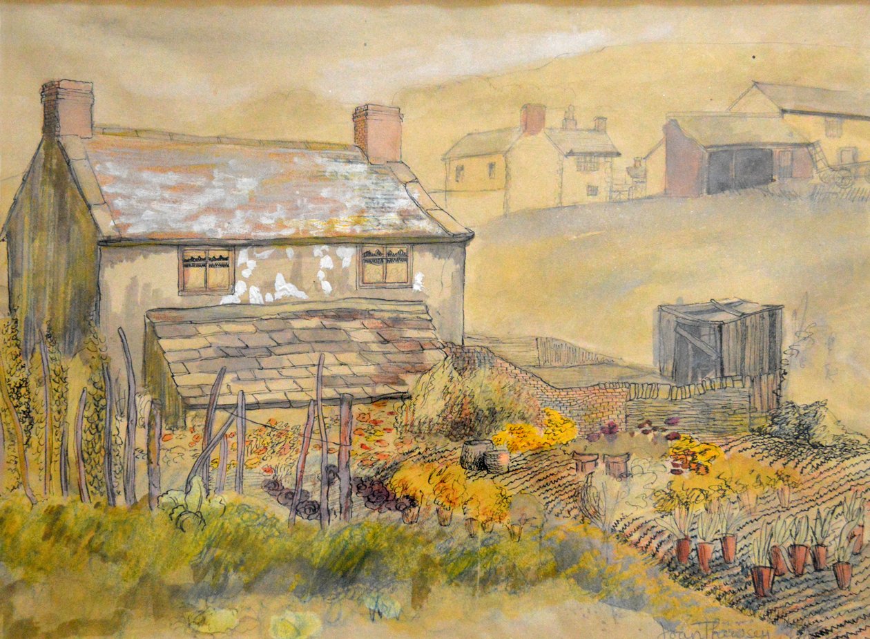 Moorland Cottage, 2014 (Feder, Tinte und Aquarell) von Joan Thewsey