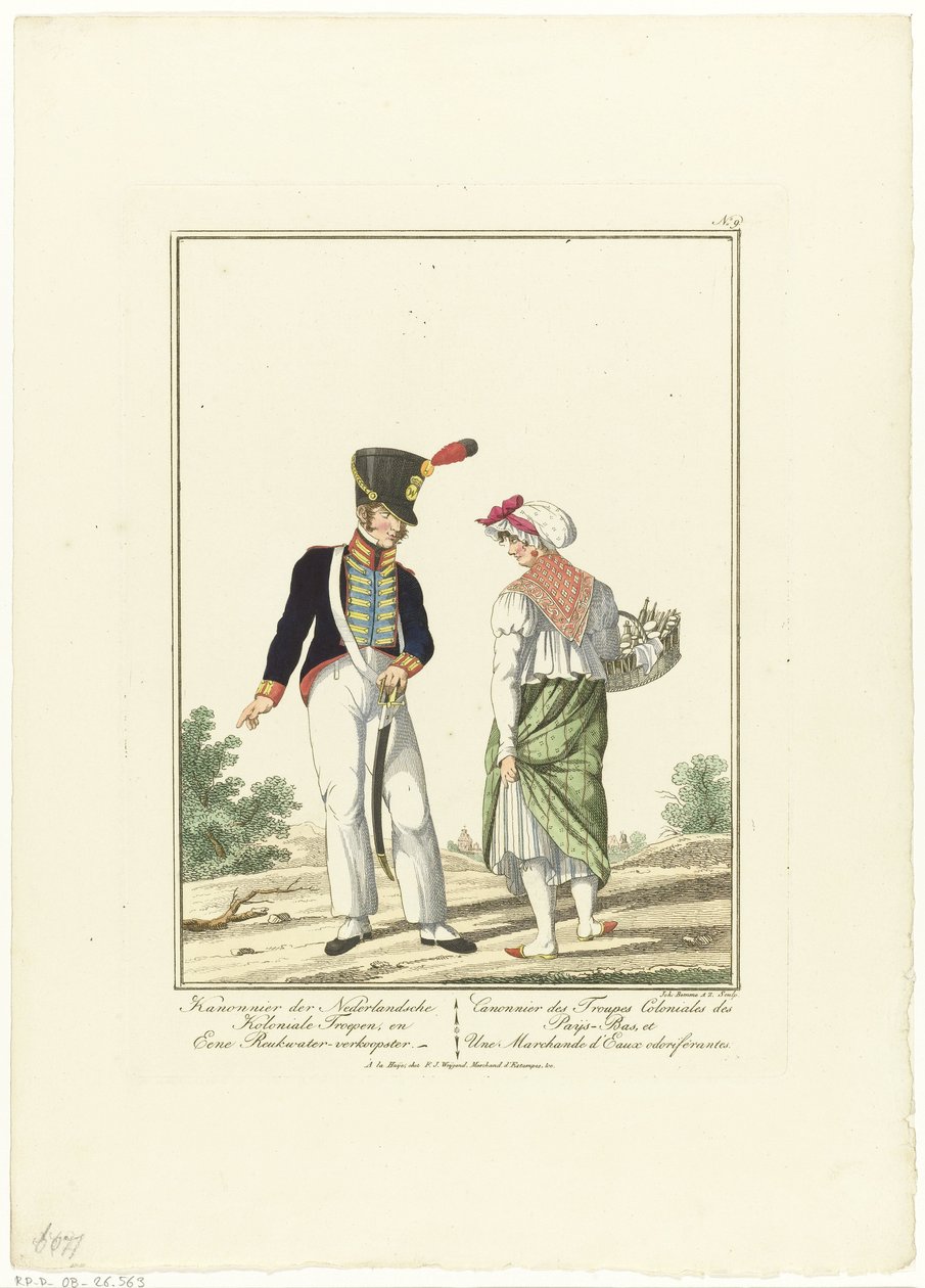 Kanonier mit einer Parfümverkäuferin (Uniformen und Trachten) von Joannes Bemme