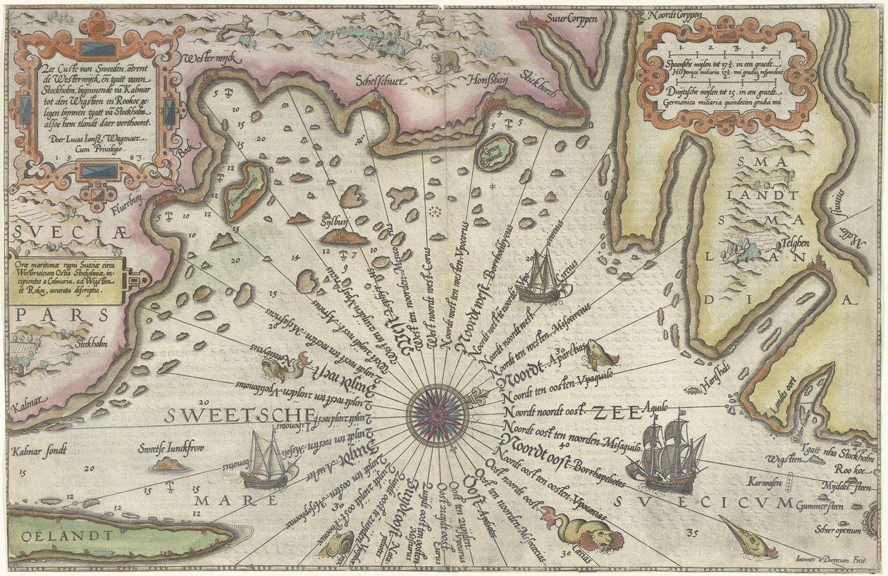 Karte der Küste von Schweden zwischen Kalmar und Stockholm von Joannes van Doetechum (I)