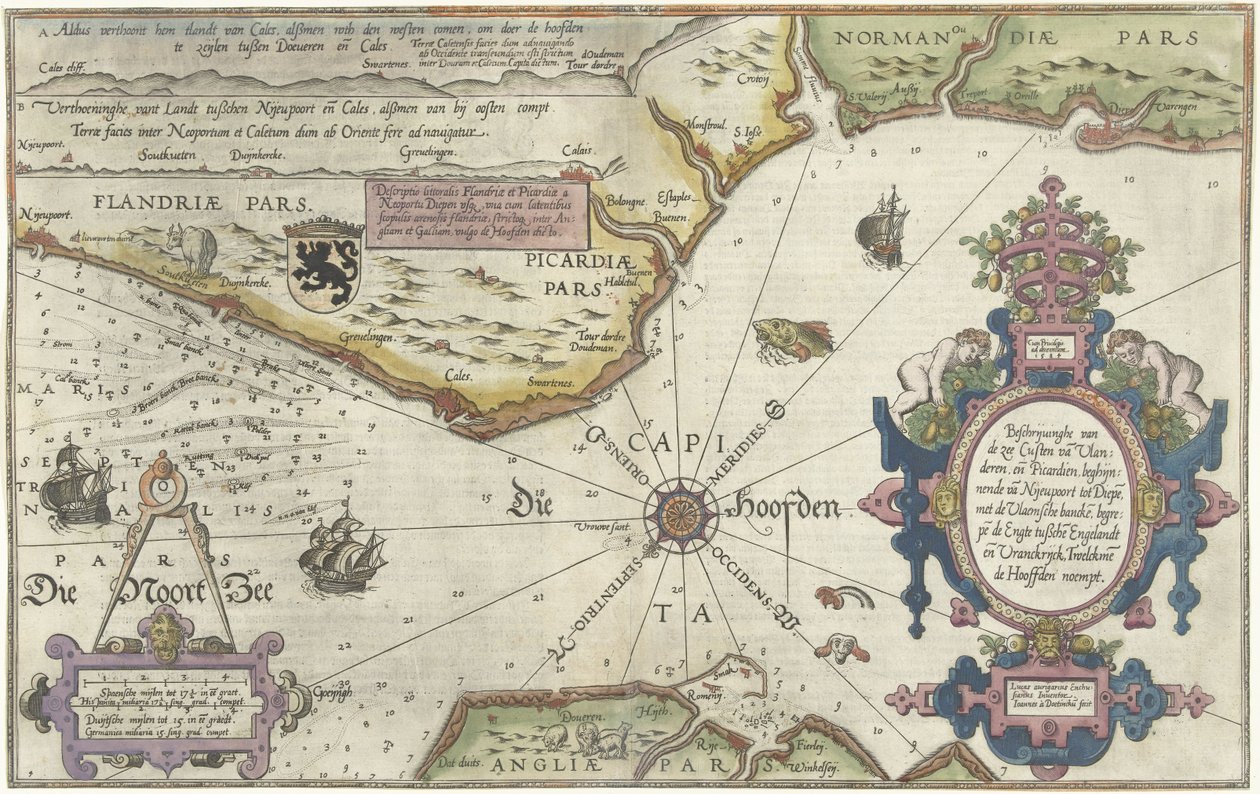 Karte der Küste von Flandern, Normandie und England von Joannes van Doetecum