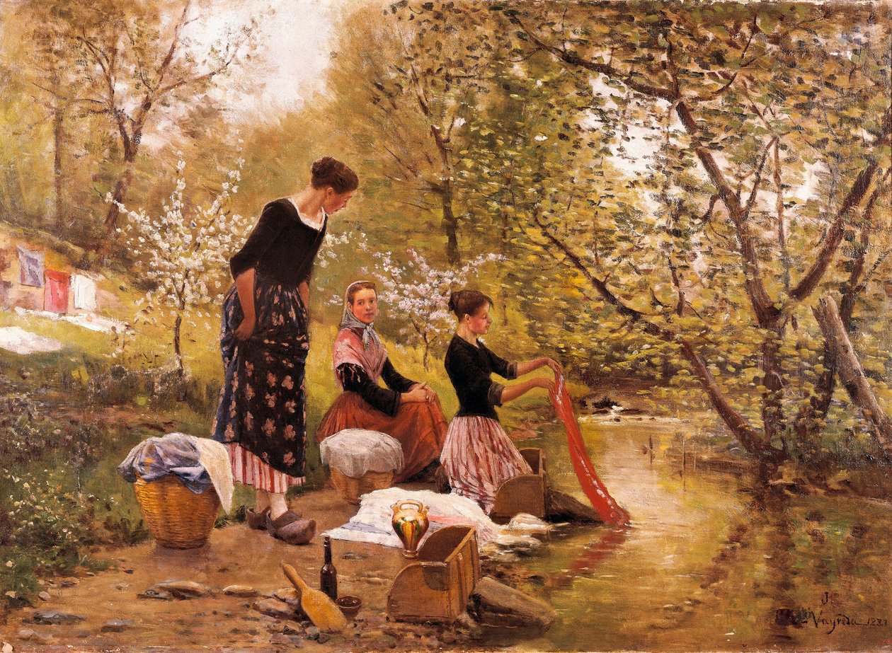 „Die Wäscherinnen“ Gemälde von Joaquim Vayreda i Vila (1843-1894). 1883 von Joaquin Vayreda