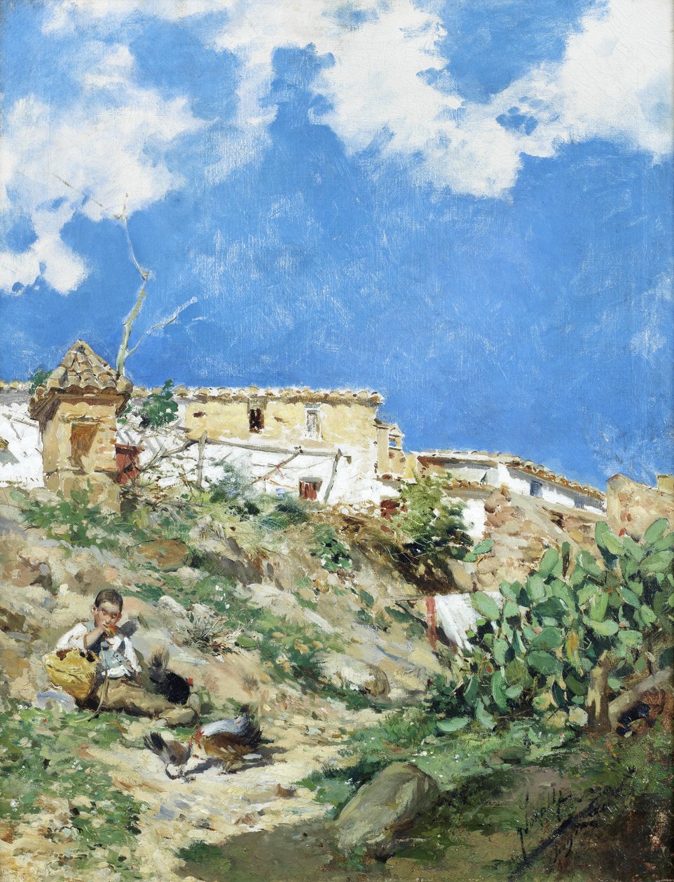 Landschaft mit Figur in Sagunto, Valencia von Joaquín Sorolla