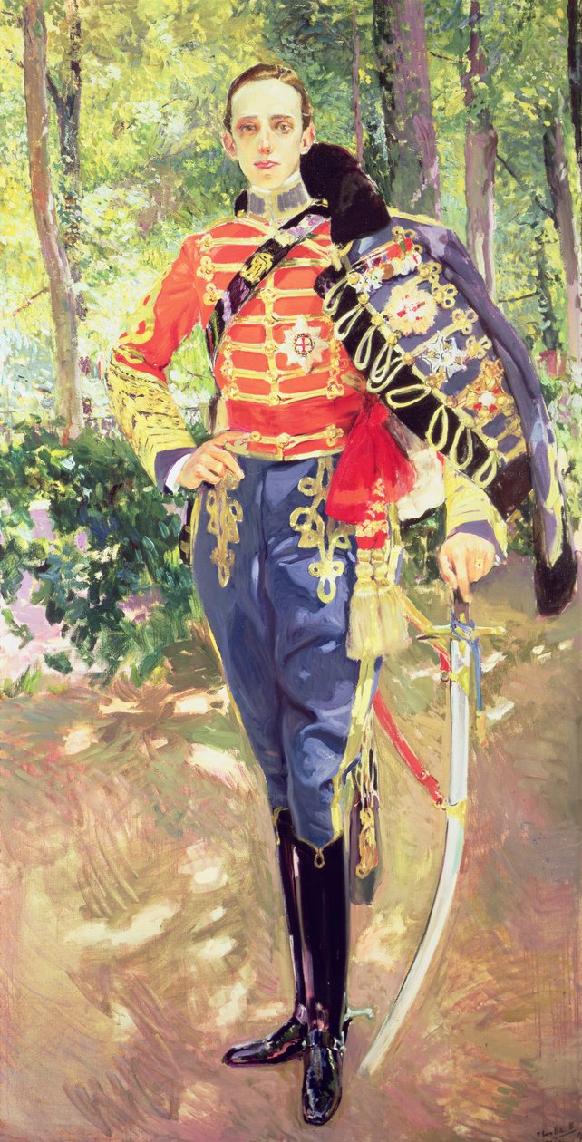 Porträt von König Alfons XIII. (1886-1941) in der Uniform der Husaren von Joaquín Sorolla