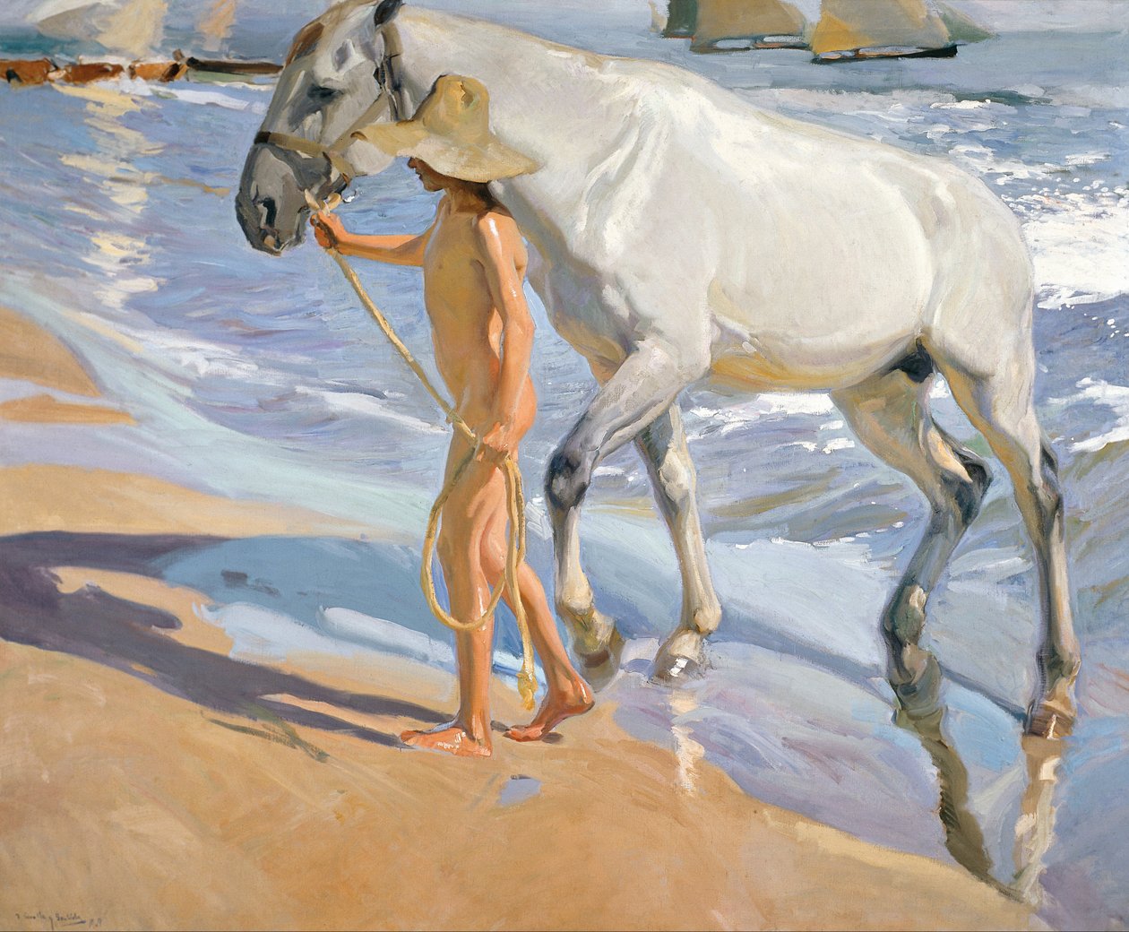 Das Pferd waschen, 1909 von Joaquín Sorolla