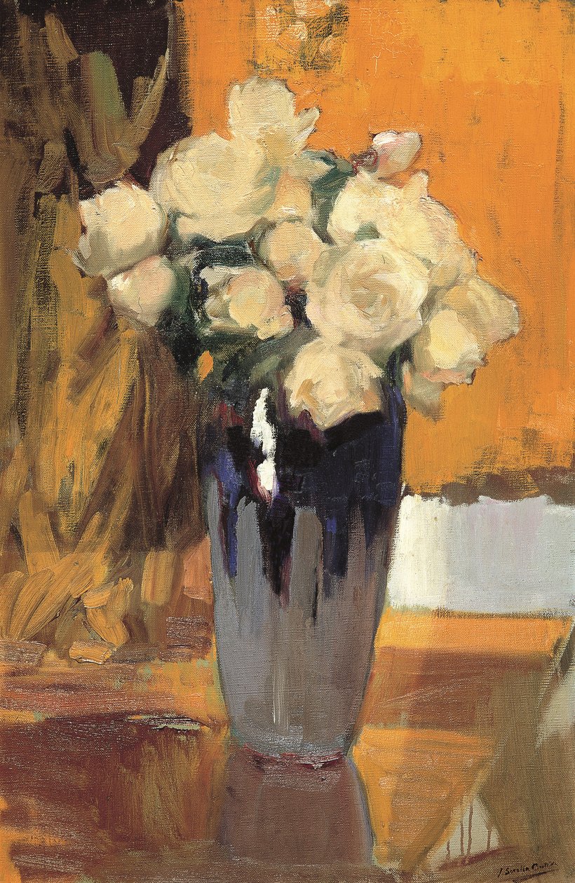 Weiße Rosen aus meinem Hausgarten, 1920 von Joaquín Sorolla