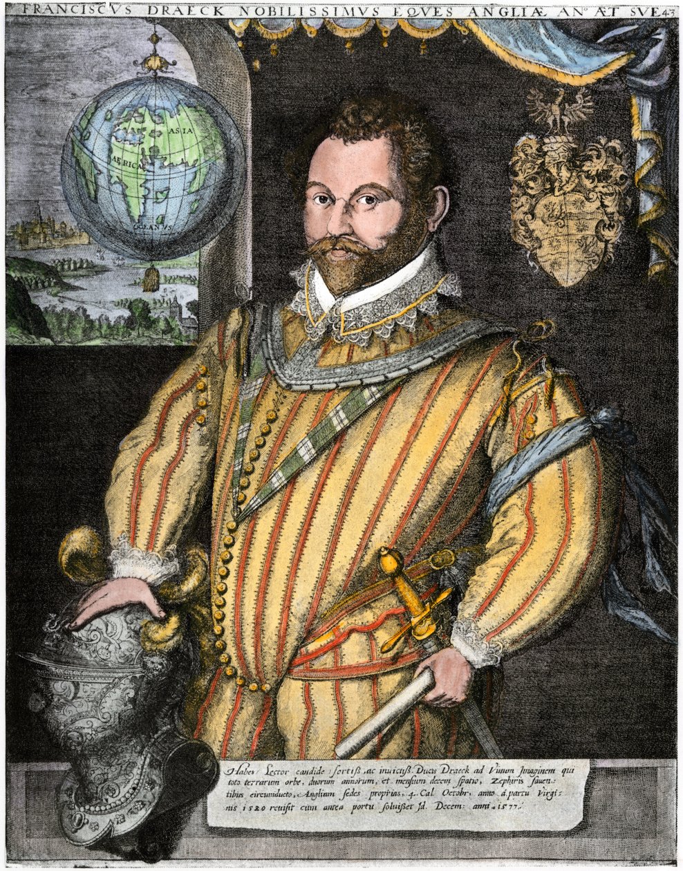 Porträt von Sir Francis Drake (Gravur) von Jodocus Hondius