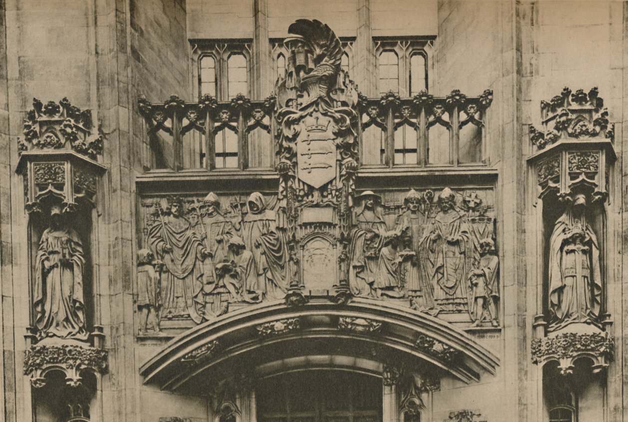 Steinschnitzerei unter dem Middlesex-Wappen im Guildhall, Westminster, ca. 1935 von Joel