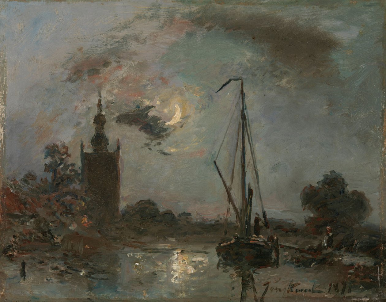 Overschie im Mondlicht von Johan-Barthold Jongkind