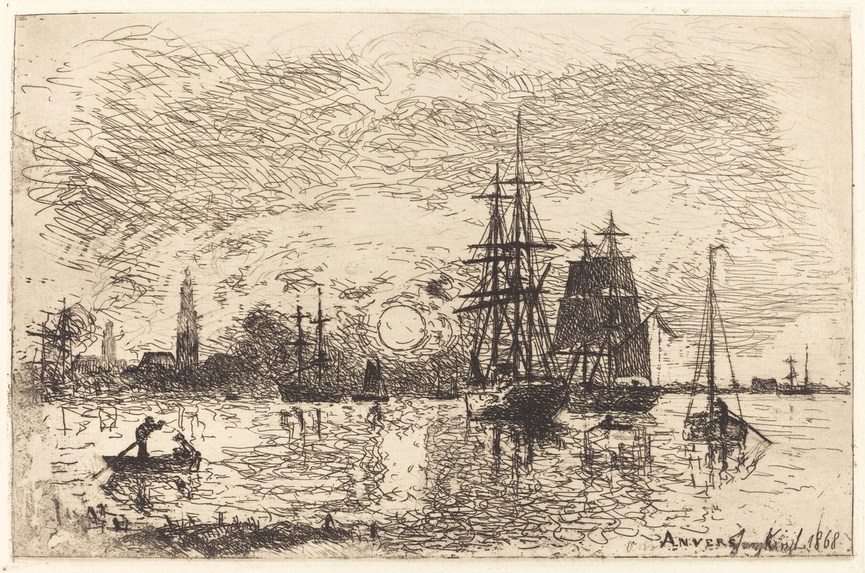 Sonnenuntergang, Hafen von Antwerpen von Johan Barthold Jongkind