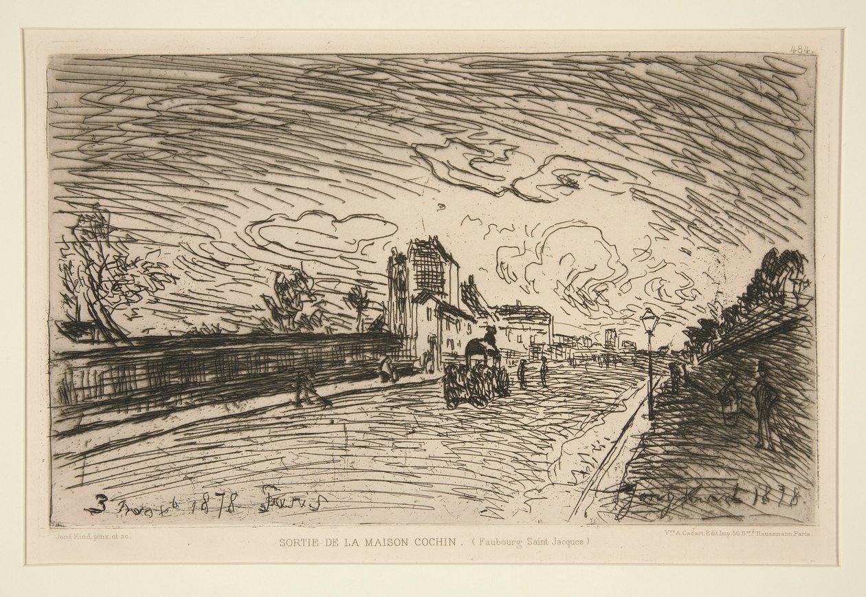 Sortie de la Maison Cochin (Faubourg Saint-Jacques) von Johan Barthold Jongkind