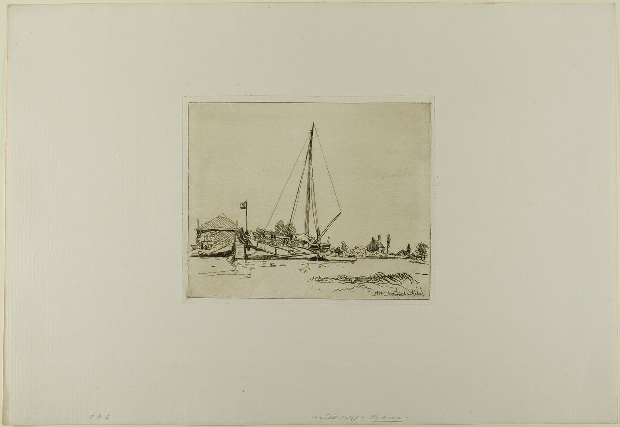 Das vertäute Boot, aus Cahier de six eaux-fortes, vues de Hollande von Johan Barthold Jongkind