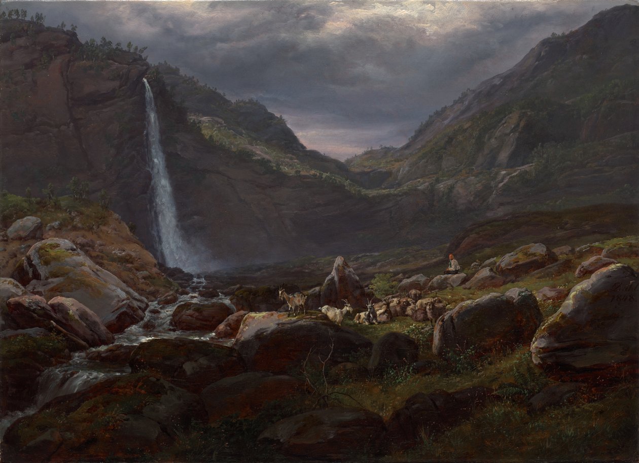 Feigenwasserfall (Feigefossen), Lysterfjord, Norwegen von Johan Christian Dahl