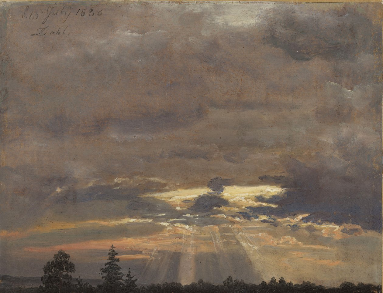 Wolkenstudie mit Sonnenstrahlen von Johan Christian Dahl