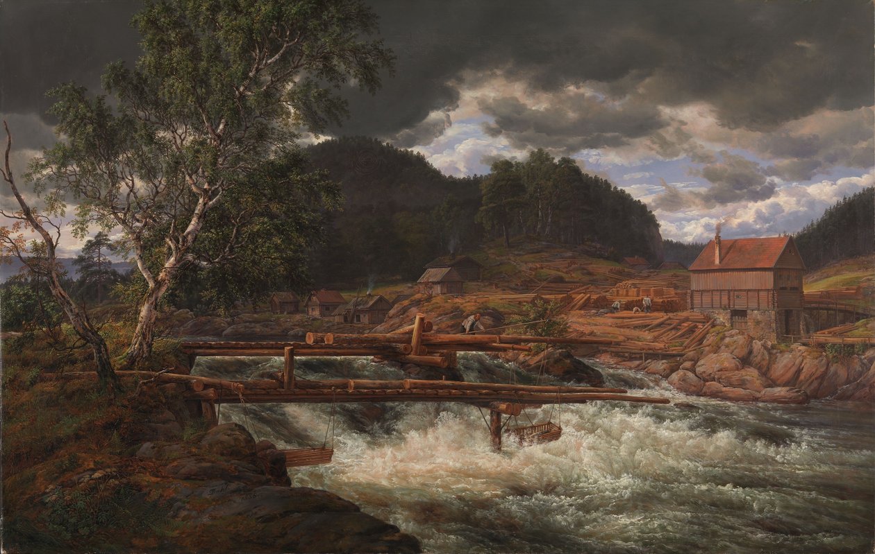 Hellefossen bei Hokksund von Johan Christian Dahl