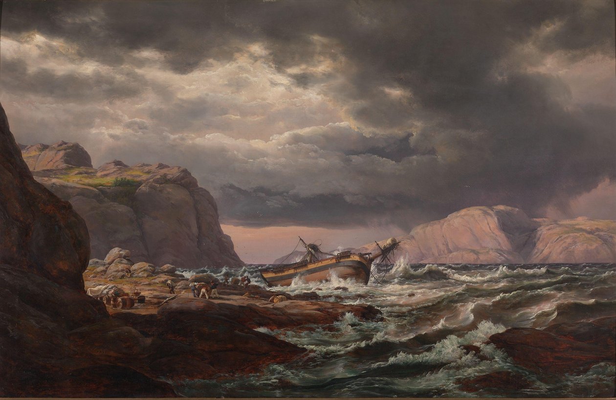 Schiffswrack an der Küste Norwegens von Johan Christian Dahl