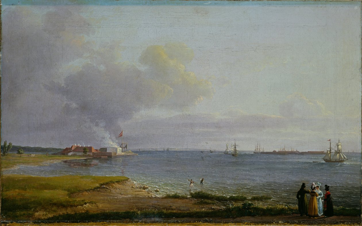Blick über den Øresund bei den Kalkwerken von Johan Christian Dahl