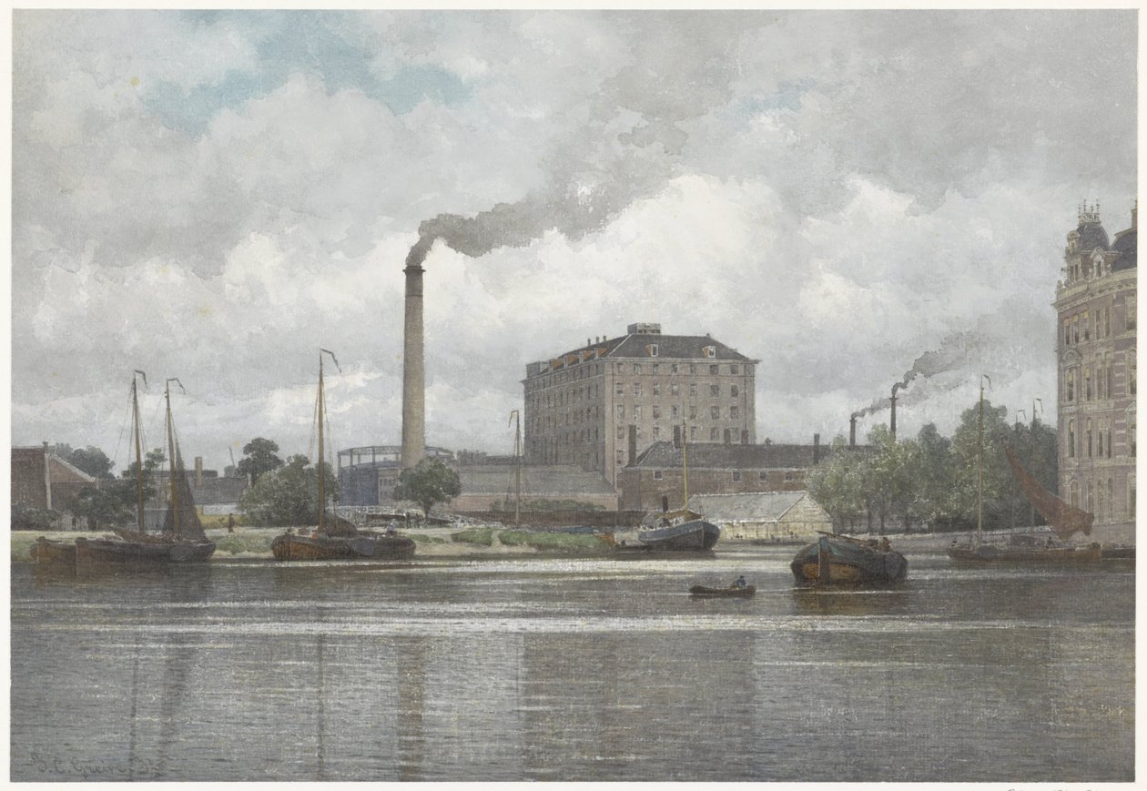 Die Zuckerraffinerie der Firma vom Rath an der Buitensingel, Nassaukade in Amsterdam von Johan Conrad Greive