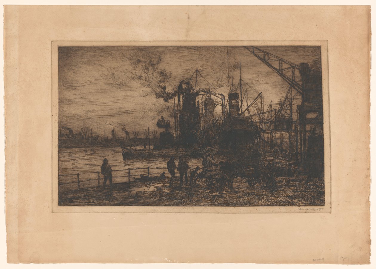 Blick auf den Hafen von Rotterdam von Johan Hendrik van Mastenbroek (signed by artist)