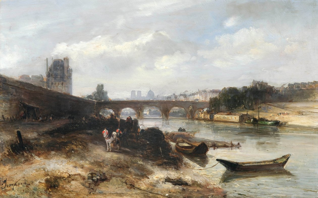 Blick auf die Seine in Richtung Pont Royal und Pavillon de Flore von Johan Jongkind