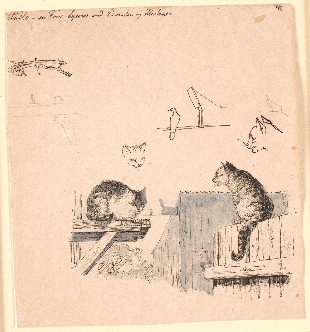Die zwei Katzen. Illustration zu Kaalunds "Fabler for Børn" von Johan Thomas Lundbye
