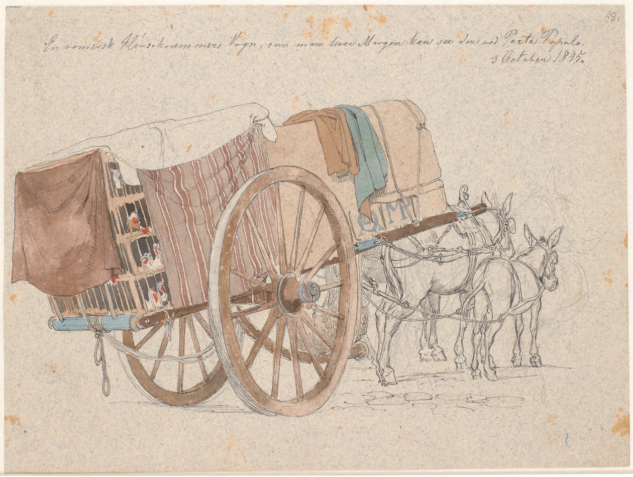 Ein Hühnerhändlerwagen von Johan Thomas Lundbye
